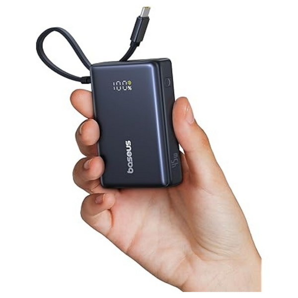 10000mAh PD 45W Portable Power Bank With Built-In USB-C Cable