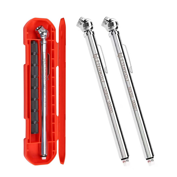 2-Pack Etenwolf Pencil Tire Pressure Gauge With 16 Tire Caps