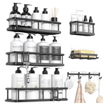 6-Pack Large Capacity Shower Organizer W/ Soap Holder & Hooks