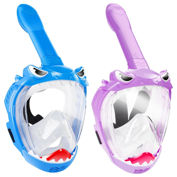 2-Pack Kids Full Face Dry Top Anti-Leak Snorkel Mask