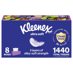 1440-Count (8pk x 180ct) Kleenex 3-Ply Ultra Soft Facial Tissues