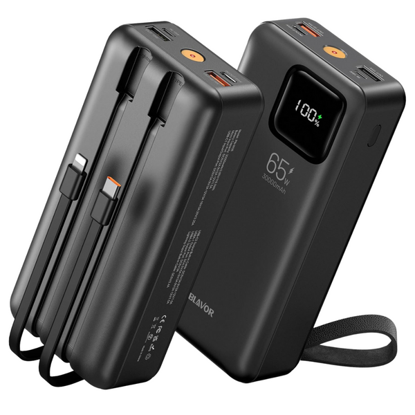 Blavor 30000mAh 65W Laptop Power Bank With Built-in Cables