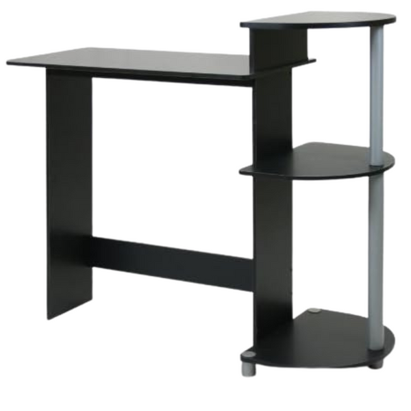 Furinno Compact Round Side Computer Desk W/ Shelves
