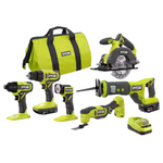 6-Tool Ryobi ONE+ 18V Cordless Combo Kit w/2 Batteries & Charger