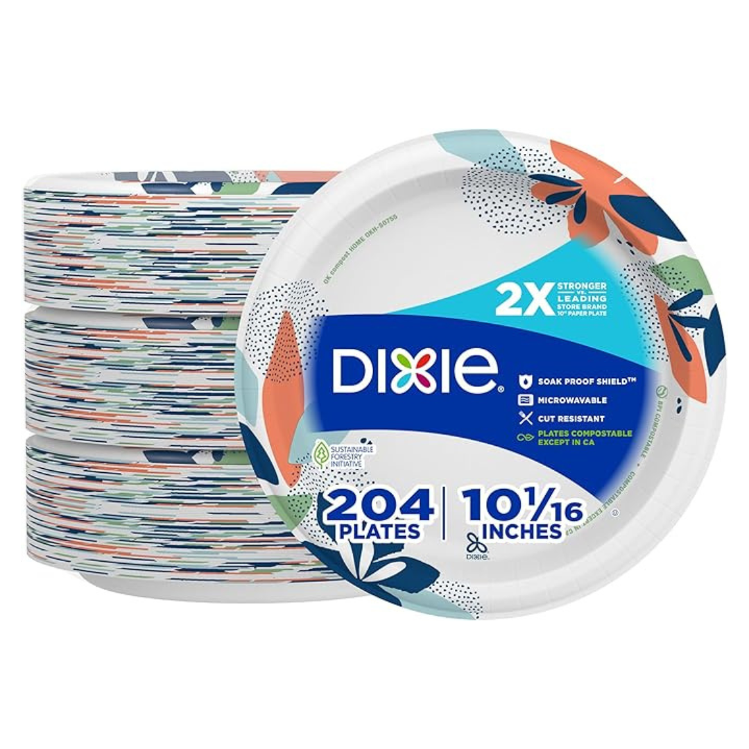 204-Count 10" Dixie Microwavable Disposable Paper Plates