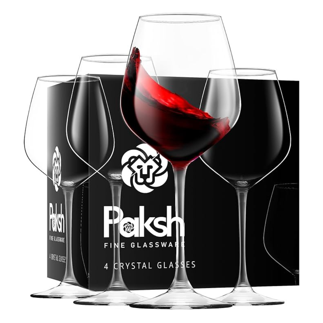 4-Pack Paksh 18 Oz Novelty Italian Red Wine Glasses