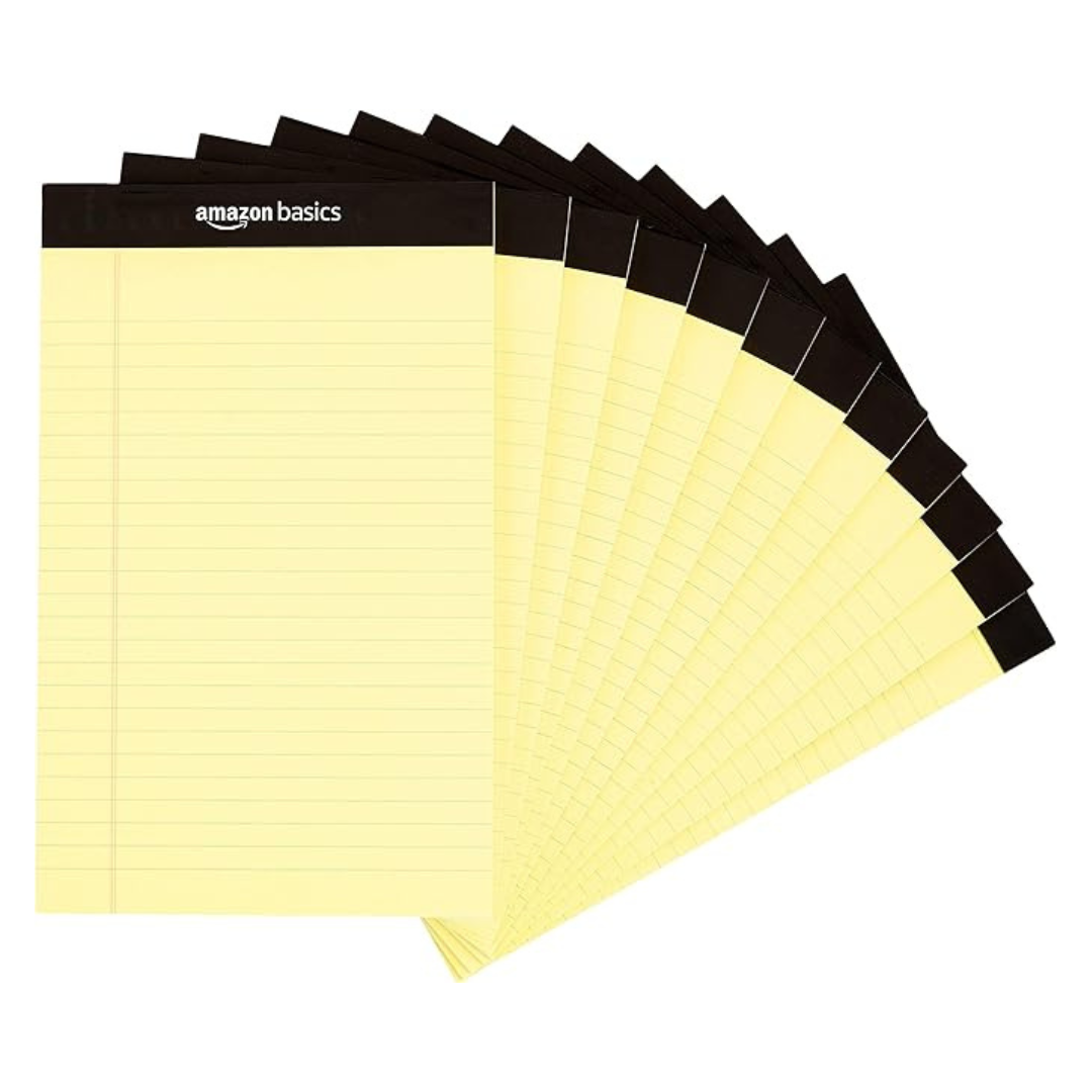 12-Count Amazon Basics 5" x 8" Narrow Ruled Lined Writing Note Pad