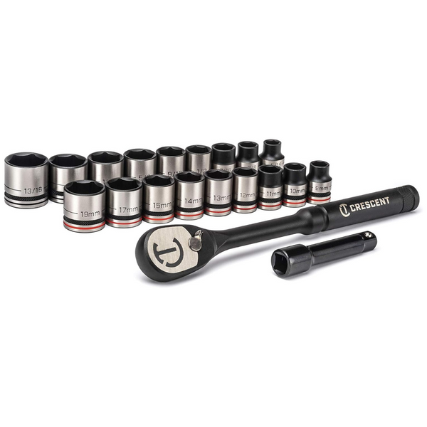 20-Piece X10 3/8" Drive 6 Point SAE/Metric Mechanics Tool Set