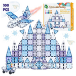 100-Pieces Blue Ice Castle Magnetic Tiles Building Blocks