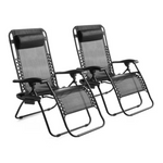 2-Pack Mainstays Reclining Zero-Gravity Lounge Chair With Cup Holder
