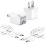 2-Pack Anker 20W PIQ 3.0 USB-C Charger Adapter W/ 6ft 2-Cable