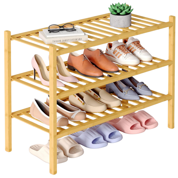 3 Tier Bamboo Shoe Rack Organizer
