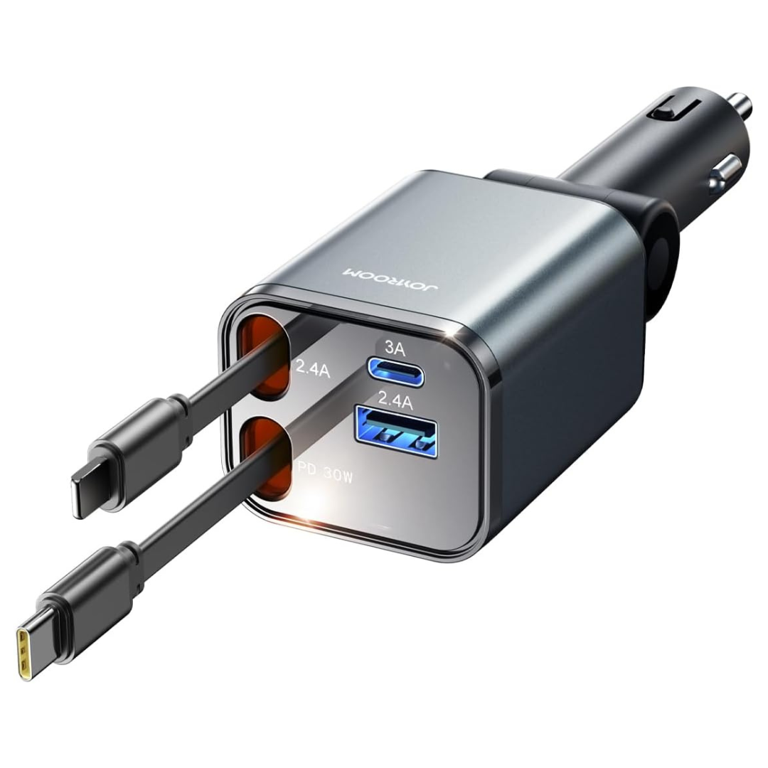 2025 Ultra-Compact 69W USB-C Retractable Car Charger