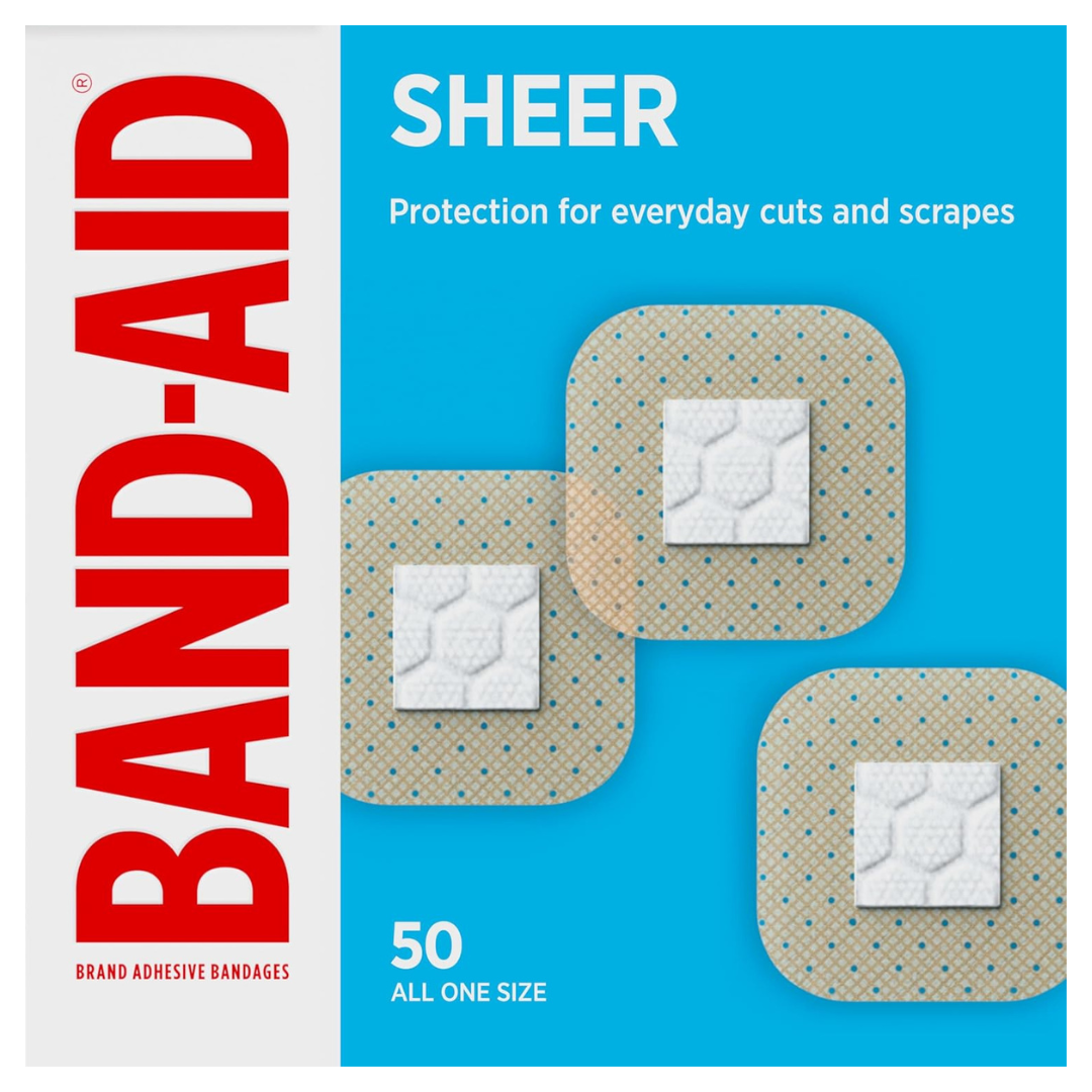 50-Count BAND-AID Brand Sheer Spots Adhesive Small Square Bandages