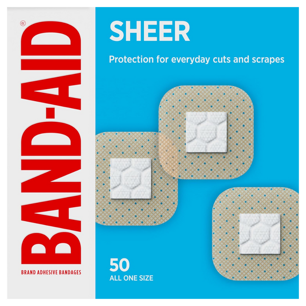 50-Count BAND-AID Brand Sheer Spots Adhesive Small Square Bandages