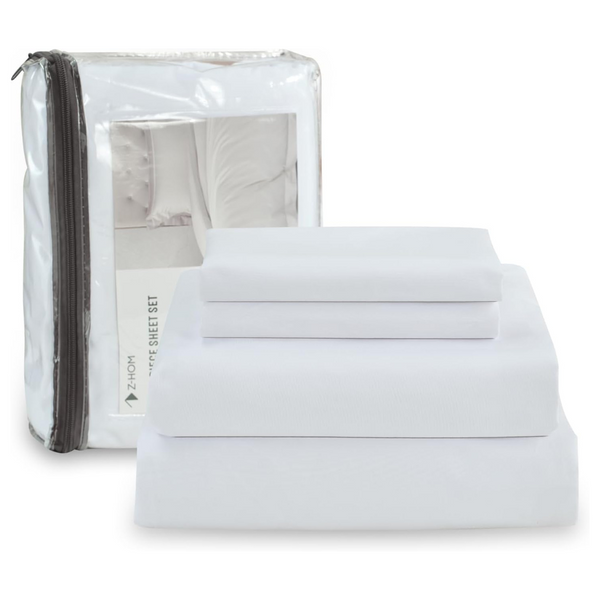 4-Piece Hotel Luxury Bedding Sheets & Pillowcases Set (Queen Size)