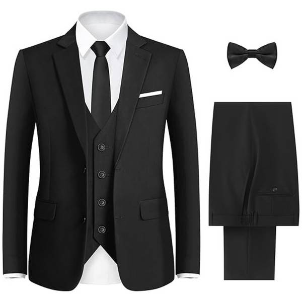 Men's Slim Fit 3 Piece Black Tuxedo Suit