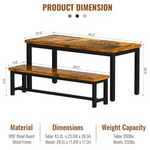 AWQM Dining Room Table Set with 2 Benches