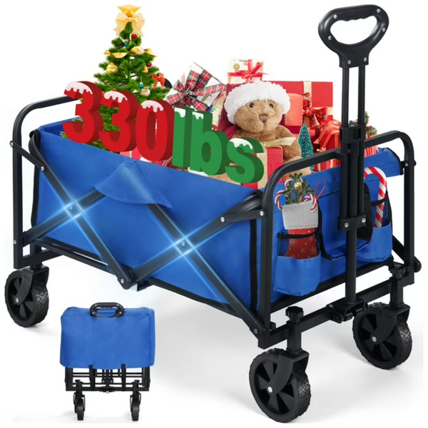Firstness Collapsible Heavy Duty Foldable Wagon (Blue)