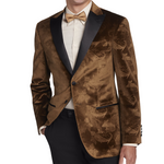 Egara Slim Fit Embossed Velvet Paisley Dinner Jacket (3 Colors)