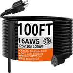 100ft 16 Gauge Waterproof Flexible Cold Weather 3 Prong Extension Cord