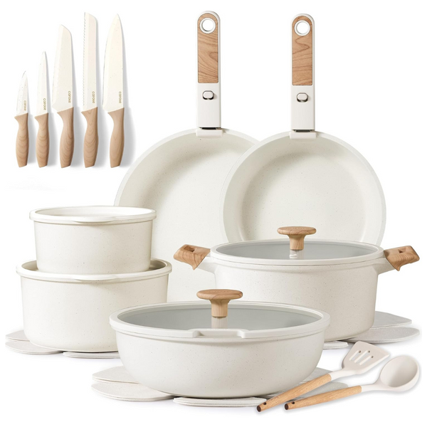 25-Piece Carote Non Stick Pots & Pans Cookware Set with Knife Set