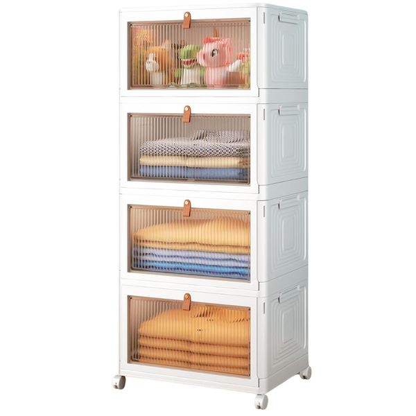 4-Tier Wise Oannes 23-Qt Stackable Plastic Storage Bins with Lids