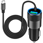 75W USB-C PD/QC Car Charger with 6-Ft Type-C Cable