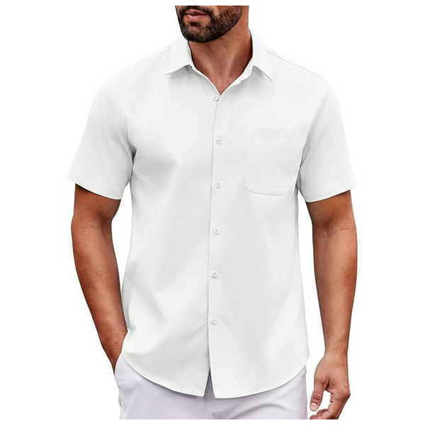 Men's Short Sleeve Button Down Untucked Shirts With Pocket