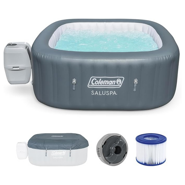 Coleman 15442-BW SaluSpa 4 Person Portable Inflatable Square Hot Tub Spa