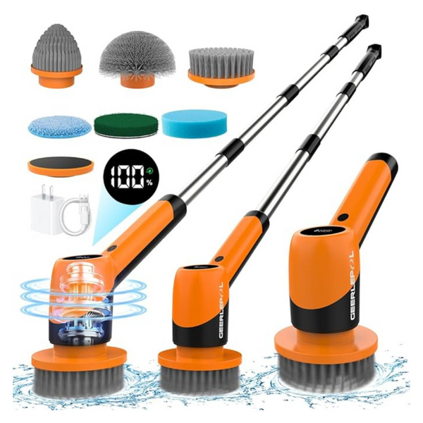 Electric Spin Scrubber with 6 Replaceable Brush Heads