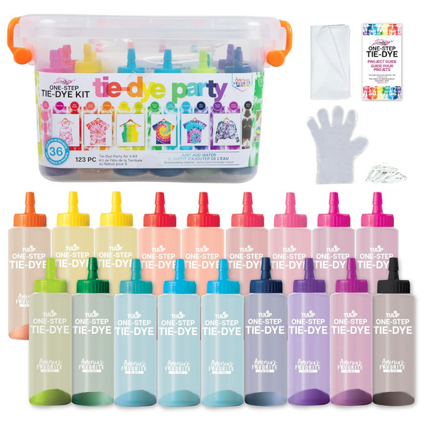 Tulip One-Step Tie-Dye Party, 18 Pre-Filled Bottles, All-in-1 Fashion Design Kit
