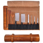8-Piece Professional Chef Knife Roll Bag With Leather Case