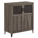 Wood & Glass Transitional Grooved-Door Accent Cabinet