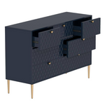 Blue Modern Indoor Accent Storage Cabinet With 7 Drawers