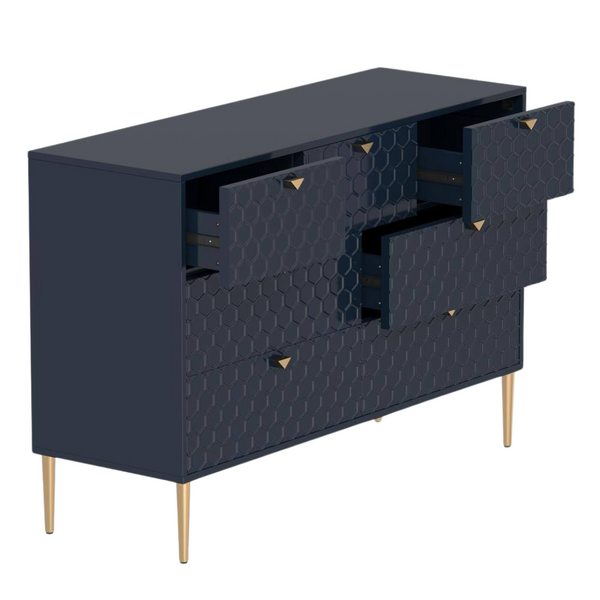 Blue Modern Indoor Accent Storage Cabinet With 7 Drawers