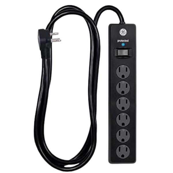 GE 6-Outlet 6ft Extension Cord 800 Joules Surge Protector