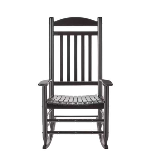 Hampton Bay Patio Wood Outdoor Rocking Chair (Black)