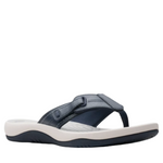 Clarks Women's Sunmaze Loop Sandal (Navy/White Or Sky Blue)