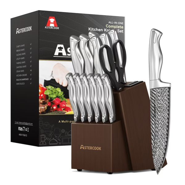 14-Piece Astercook Kitchen Knife Set With Block