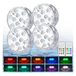 4-Pack Creatrek 10 Color Changing Battery Operated Pool Lights W/ Remote