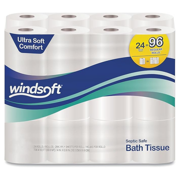 24-Pack 284-Sheets Windsoft 2-Ply Septic Safe Premium Bath Tissue