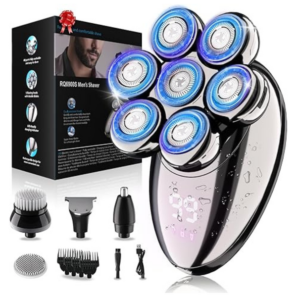Waterproof Rechargeable Dry/Wet Bald Head Shaver w/ LED Display