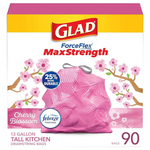 Glad ForceFlex MaxStrength 13 Gallon Tall Kitchen Drawstring Trash Bags (90 Count)