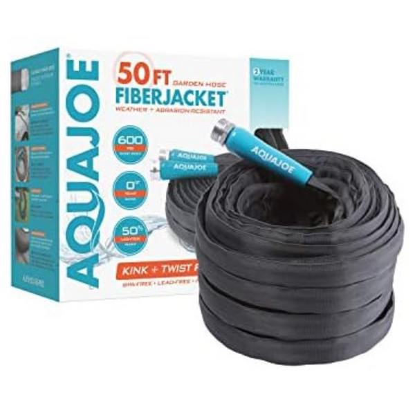 Aqua Joe FiberJacket 5/8" x 50ft Non-Expanding Garden Hose