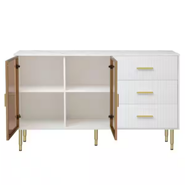 Tempered Glass Doors 60" Buffet Cabinet