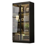 2-Door Wood Cabinet With Tempered Glass Doors