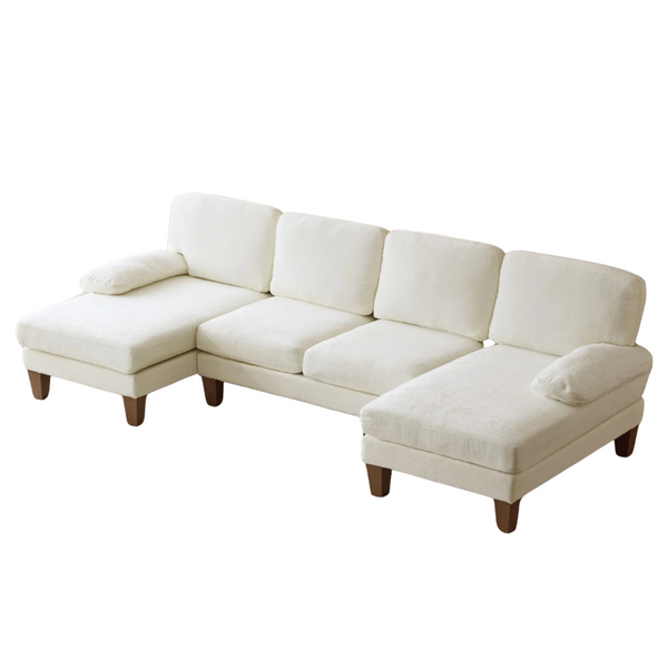 Ktaxon 111" Chenille U-Shaped Sectional Sofa (Off White)