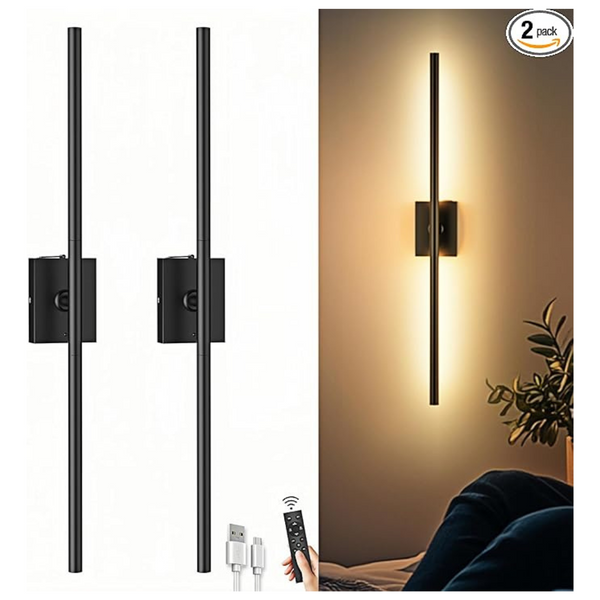 2-Pack 10000mAh Rechargeable Battery Operated Wall Sconces
