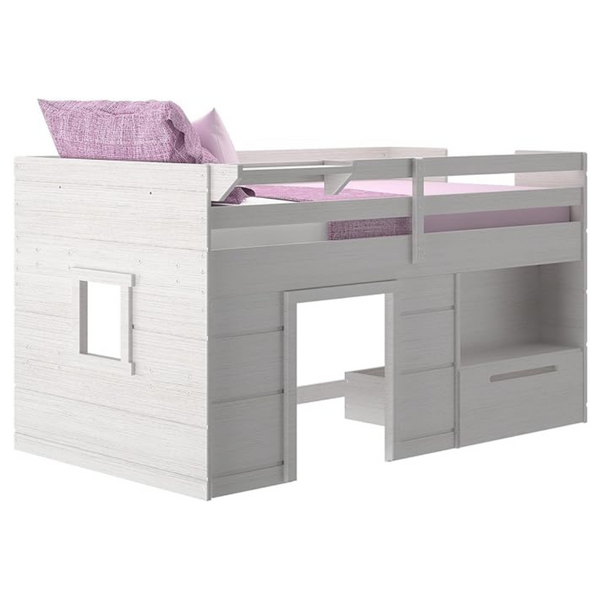 Max & Lily Modern Farmhouse Twin Low Loft Bed W/ 1 Drawer